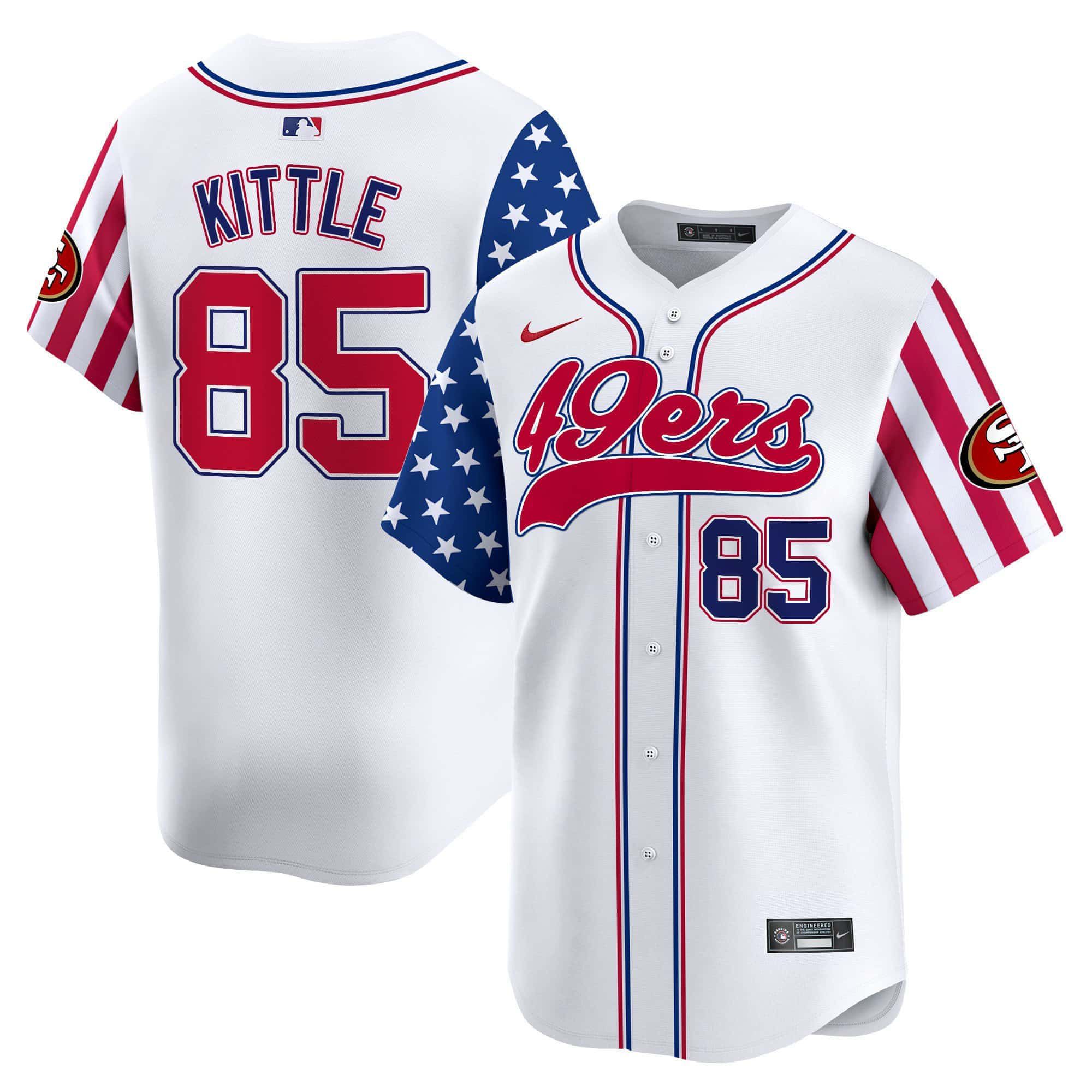 Men San Francisco 49ers 85 Kittle White Nike 2024 Independence Day Vapor Premier Limited NFL Jersey